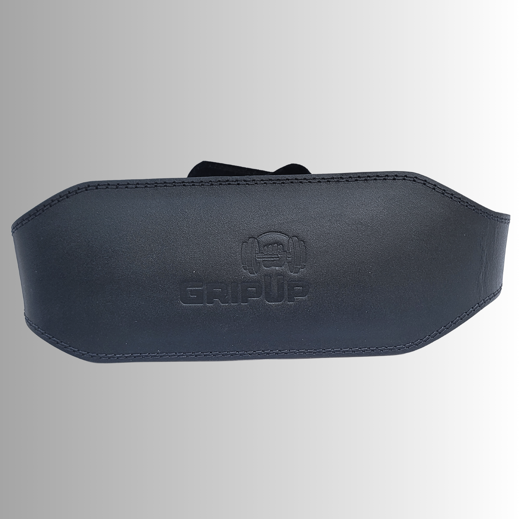 6" premium cowhide power belt custom branding detail — IRATHON private label