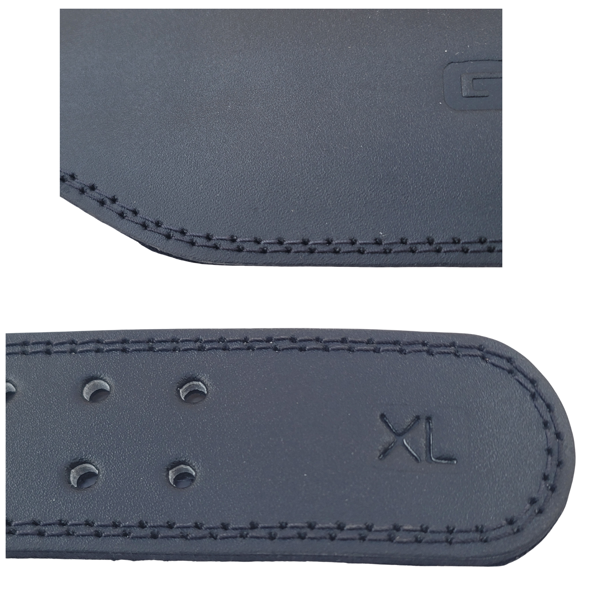 6" premium cowhide power belt custom branding detail — IRATHON private label