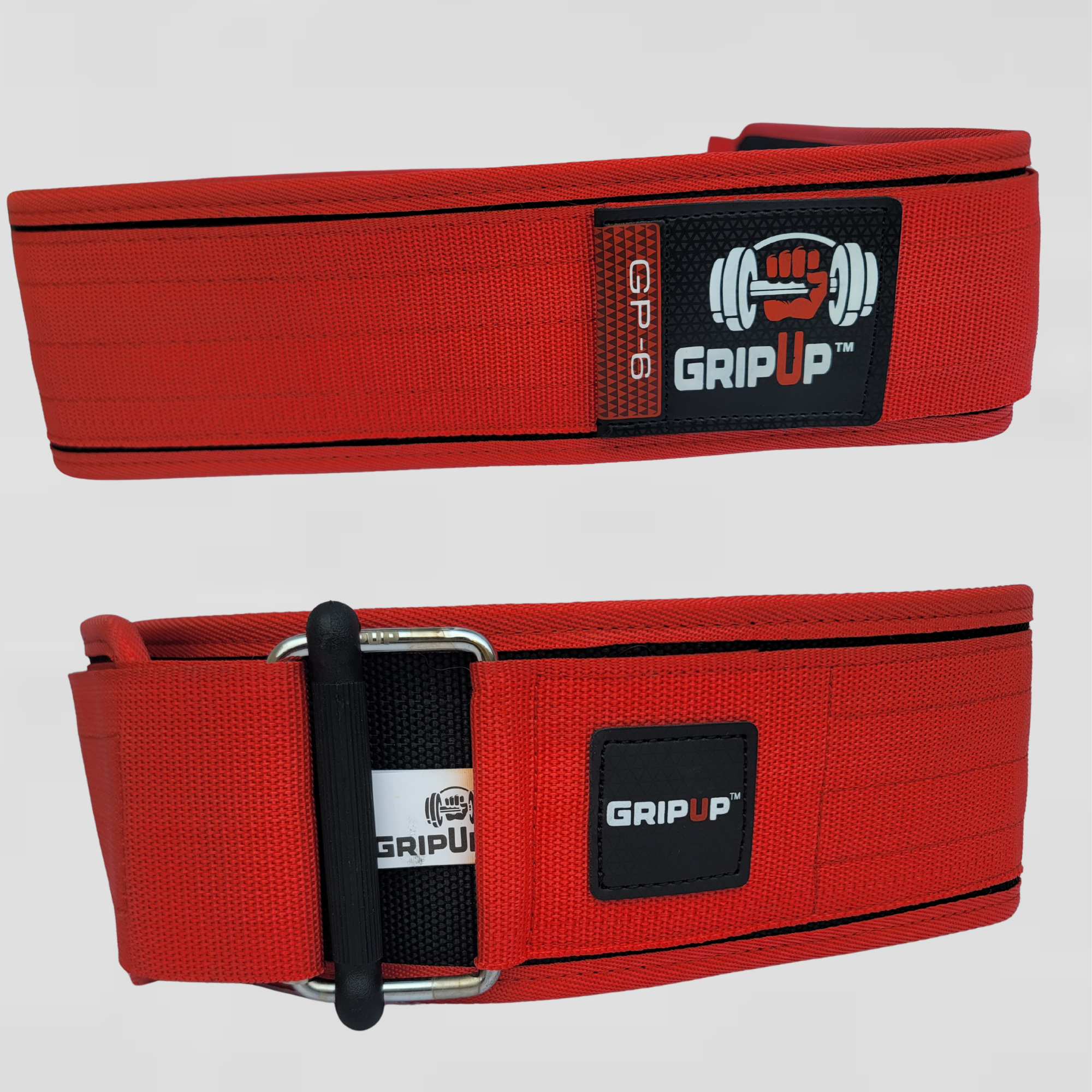 quick-lock nylon weightlifting belt custom branding detail — IRATHON private label
