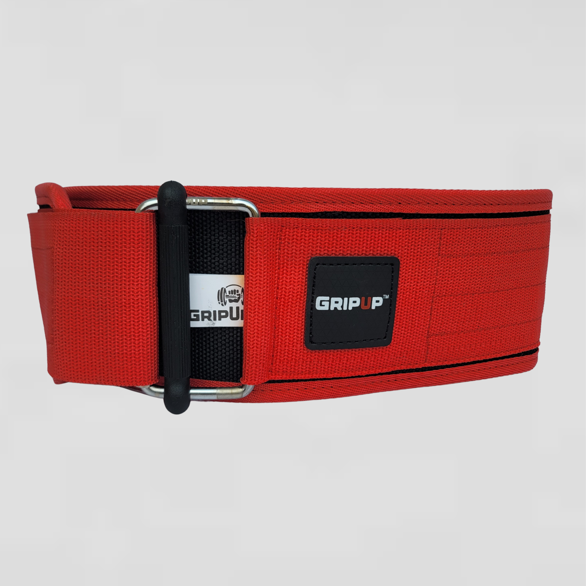 quick-lock nylon weightlifting belt custom branding detail — IRATHON private label