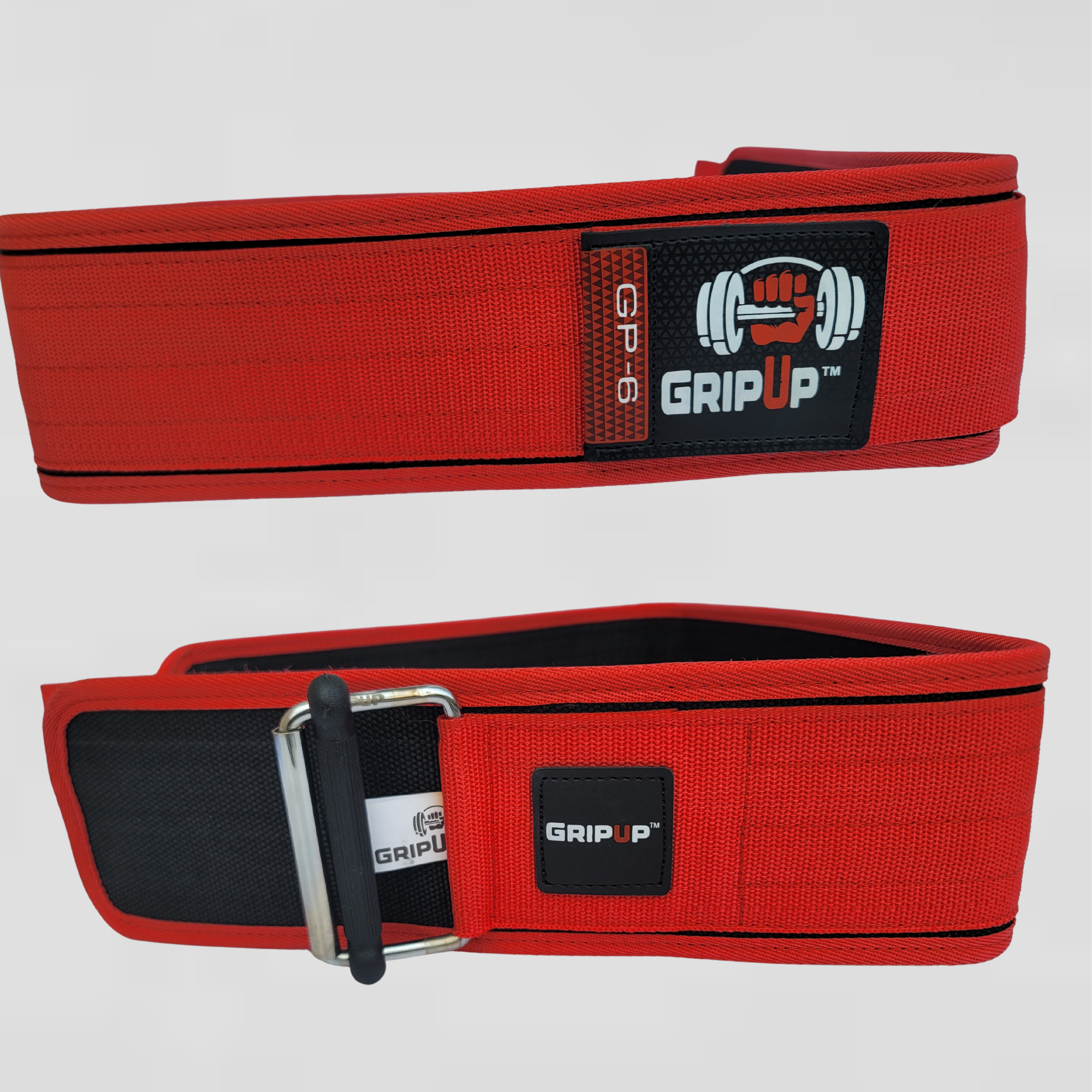 quick-lock nylon weightlifting belt custom branding detail — IRATHON private label