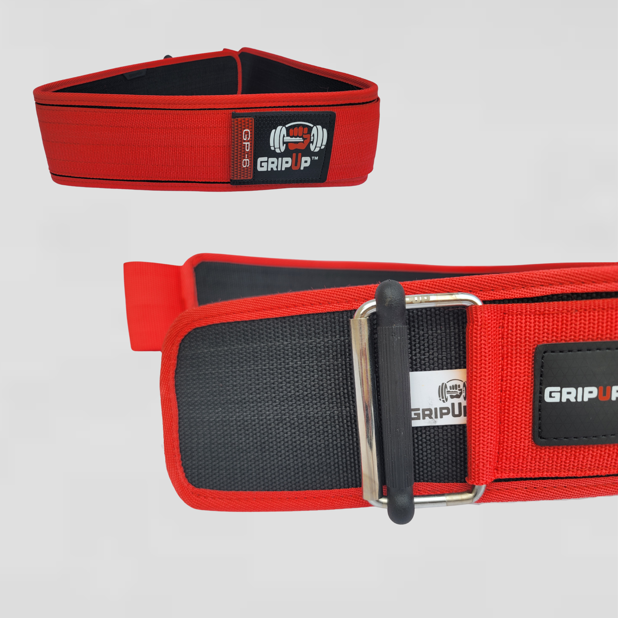 quick-lock nylon weightlifting belt custom branding detail — IRATHON private label